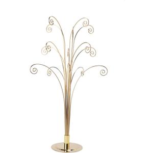 Creative Hobbies 20 Inch Tall Ornament Display Tree, Bright Brass Plated, Holds 15 Ornaments (Gold)