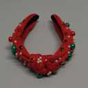 Christmas Headbands for Women - Red Pearl Rhinestone Crystal Jeweled Christmas Headband - Womens Headbands Fashion Elegant Wide Top Knot for Women Holiday Clothes Accessories(Red) (Medium)