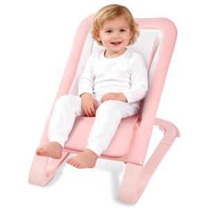 Baby Bouncer for Newborns 0-12 Months: 0-5 Years Portable Infant Girl Bouncer Seat Chair in Pink with Adjustable Recline & 3-Point Harness, Supports Up to 60 lbs