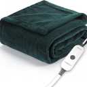 Sunbeam Electric Throw Royal Luxe Microplush Heated Blanket, 4 Heat Settings, 4-Hour Auto Shut-Off, Fast Heating, Warm and Cozy, Botanical Green Color, 50" x 60"