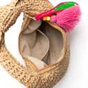 Straw Clutch Purse with Bow Top Handle Bag Summer Straw Handbag Beach Woven Evening Bag for Parties Wedding Travel