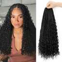 Boho Crochet Braids Human Hair Mixed 9 Packs 14 Inch Goddess Box Braids Crochet Hair Boho Box Braid Bohemian Braid Crochet Hair for Black Women(14Inch, 1B)