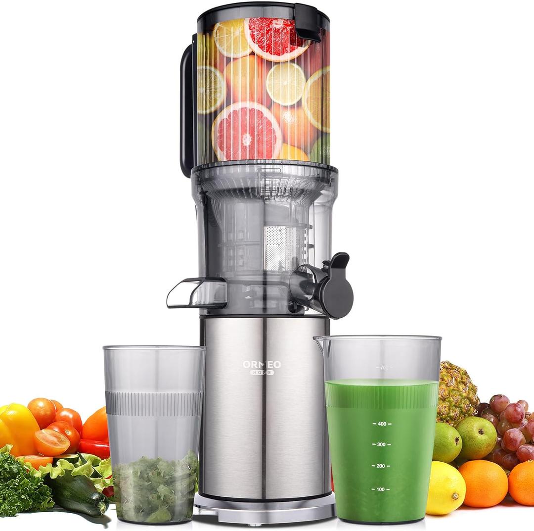 Juicer Machines, Cold Press Juicer with 5.0 Large Feed Chute Fit Whole Fruits & Vegetables, Stainless Steel Masticating Juicer With Pulp Seperation, 99% Juice Purity, 200W Quiet Motor, Easy to Clean