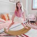 Gentle Monster Wooden Wobble Balance Board, 35 Inch Rocker Board Natural Wood, Kids Toddler Open Ended Learning Toy, Yoga Curvy Board for Office & Classroom Adult (Brown)