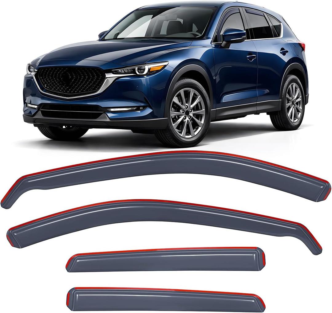 Nilight in-Channel Rain Guards Compatible with Mazda CX-5 2017-2025, Light Smoky Blue Vent Visors, Durable Window Deflectors for Fresh Air Circulation, 4PCS