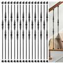 16 Pack Stair Balusters Hollow Double and Single Spoon Stair Spindles 1/2" Square Iron Balusters with 32 Swivel Shoes(A342-16)