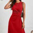 ANRILITA Maxi Dress for Women Wrap V Neck Short Sleeve Empire Pleated Waist Summer Casual Elegant Long Dresses with Pockets, XL