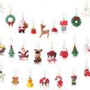 24 Pieces Mini 3D Resin Christmas Ornaments Small Hanging Christmas Tree Decorations Santa Snowman Xmas Tree Ornaments Miniature Figurines Holiday Tiny Resin Decoration, Assorted Styles