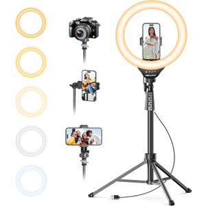 UBeesize 12'' Selfie Ring Light with 62 Tripod Stand for Video Recording, Live Streaming(YouTube, Instagram, TIK Tok), Compatible with Phones, Cameras and Webcams (Black)