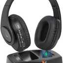 WallarGe Wireless Headphones for TV Watching, Easy Setup and Comfortable Bluetooth Headphones with RF Transmitter Charging Dock, 100 Ft Wireless Range, Rechargeable 25 Hours Play and No Audio Delay