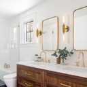 Gold Knurled Texture Wall Sconces 24" Modern Cylinder Bathroom Vanity Lights Fixtures with Clear Striped Glass Shade 2-Lights Indoor Wall Lighting for Living Room Bedroom Kitchen