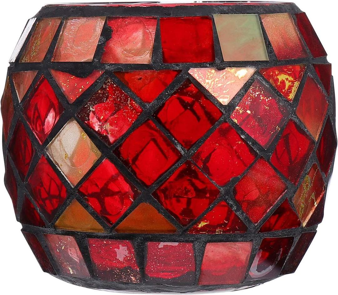 Glass Votive Candle Holder Christmas Candle Holders Red Mosaic Tealight Holder Votive Candle Holders Christmas Dining Table Centerpieces for Home Wedding Decorations