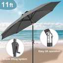 FLAME&SHADE 11 ft Patio Umbrella - Table Umbrella Outdoor with Push Button Tilt and Crank, UV Protection, 8 Sturdy Ribs, Market Umbrella for Garden, Deck, Backyard, Lawn, Pool and Beach(Anthracite)