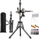 Wig Head Stand Tripod - Reinforced Mannequin Stand, Adjustable Height 31" - 57" Wig Stand for Styling, Cosmetology Hairdressing Training with Wig Caps, T-Pins Hair Clips