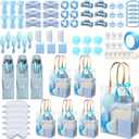 121 PCS Baby Shower Prizes for Winners Gifts Baby Shower Favors including Headband Hair Brush Compact Mirror Bath Sponges Powder Puff Hair Tie Claw Makeup Brushes Gift Bag Bridal Shower (Blue)