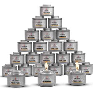 24 Pack - 6 Hour Chafing Fuel Cans for Food Warmers & Chafing Buffet Trays  Odorless, Smokeless, Long Burn Wick, Easy Lighting, Liquid Fuel, Indoor Safe Buffet Fuel