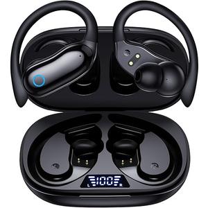 GNMN Active Noise Cancelling Ear Buds Wireless Earbuds 96hrs Playback Bluetooth Headphones Dual Battery Display Stereo Bass Earphones with Earhooks Microphone IPX7 Waterproof for Sports/Workout