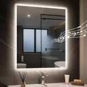 STARLEAD 20"x28" LED-Bathroom-Mirror-with-Lights, Wall-Mounted with Bluetooth Speaker, Anti-Fog, 3 Color Temperature, Dimmable Brightness, Waterproof, Tempered Glass, Frontlit & Backlit (Silver-rectangular)