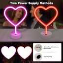 BRIGHTDECK Valentines Day Decorations, 2 Pack Heart Neon Signs, LED Pink Lights Battery Operated or USB Powered, Neon Lights Heart Decor for Valentine's Day Gifts, Wedding, Party, Pink Room Decor