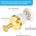 Suction Cup Hooks for Shower, Heavy Duty Towel Hooks for Walls No Damage, Suitable for Hanging Towels, Robes, Coats, Holds 15 lbs-2pack, Brushed Gold