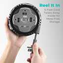 KMC 3-Outlet Surge Twist Cord Reel, 2 USB Ports, Retractable Power Strip Surge Protector, 735J Surge Protection, 5ft Retractable Extension Cord, 3-Prong Low-Profile Flat Plug, UL/ETL Certified, Gray