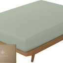 Bioweaves 100% Organic Cotton 1 Twin Fitted Sheet Only | 300 Thread Count Sateen Weave GOTS Certified with Deep Pocket - Basil