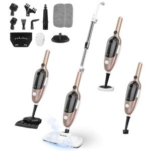 Steam Mop  Allinone Powerful Handheld Steam Cleaner Detachable Floor Steamer with 11 Accessories, MultiPurpose Steamer for Hardwood Floors, Clothes,Windows,Tiles,Carpet, Whole Home Use, Rose Gold