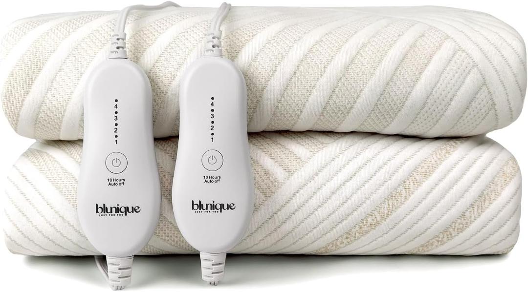 Electric Heated Mattress Pad Queen Size Dual Control Bed Warmer, Deep Pocket, 10-Hour Auto Off, Machine Washable, 3D Air Layer Fabric, 60"x80", Gold