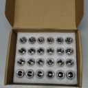 Orion Motor Tech 24-Piece 1/2-20 Lug Nuts Chrome with Hex Tuner, 1.4 inches Length with Cone Seat, Compatible with Jeep Grand Cherokee Wrangler Liberty, Ford Explorer Ranger Mustang, Dodge Dakota Dura (Silver)