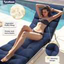 Waterproof Outdoor Chaise Lounge Chair Cushion 74.4 x 22 x 4.7 Inches Memory Foam Lounge Chair Cushions Replacement for Outdoor Furniture with Ties, Thickened Pool Lounge Chair Cushions, Blue