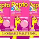 Pepto Kids Bubblegum Antacid Tablets Chewable, Upset Stomach Relief for Kids, Heartburn Relief, Acid Indigestion and Sour Stomach Relief, 72 Chewable Tablets (3x24 ct)