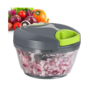 Ourokhome Manual Food Processor Vegetable Chopper, Portable Hand Pull String Garlic Mincer Onion Cutter for Veggies, Ginger, Fruits, Nuts, Herbs, etc., 500ml, Grey