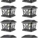 LeiDrail Solar Post Lights Outdoor, 2 Modes Aluminum Solar Deck Fence Cap Light Edison LED Bulbs for 4x4 5x5 6x6 Wooden Vinyl Posts, Patio Decoration Warm White & Cool White 8 Pack (Black)
