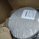 CAIPINFUL 14.5 in Round Storage Ottoman,Boucle Sherpa Ottoman with Tray, Faux Teddy Footrest for Bedroom Dorm Living Room