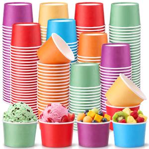 Eaasty 1000 Pcs 6 oz Ice Cream Cups Disposable Paper Dessert Bowls Bulk Mini Sundae Bowls for Hot and Cold Food Frozen Dessert Yogurt Cups for Ice Cream, Yogurt Gelato (Rainbow,Solid)