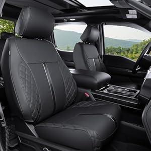 WeatherWard for Ford F150 Seat Covers 2026 2025 2024 2023 2022 2021 2020 2015-2019, Truck Seat Covers for 2015-2023 2024 2025 2026 Ford F150 Accessories, SuperCrew/ CrewCab (XL/ XLT/ STX) Black, Full Set