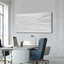 White Textured Abstract Wall Art Canvas 24x48 Inch, Hand Painted Minimalist Neutral 3D Plaster Style Artwork for Living Room Bedroom, Modern Large Canvas Wall Decor, Gallery Wrapped Ready to Hang