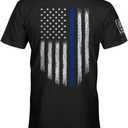 Fantastic Tees American Patriotic USA Flag Men's T-Shirt (Black, L)