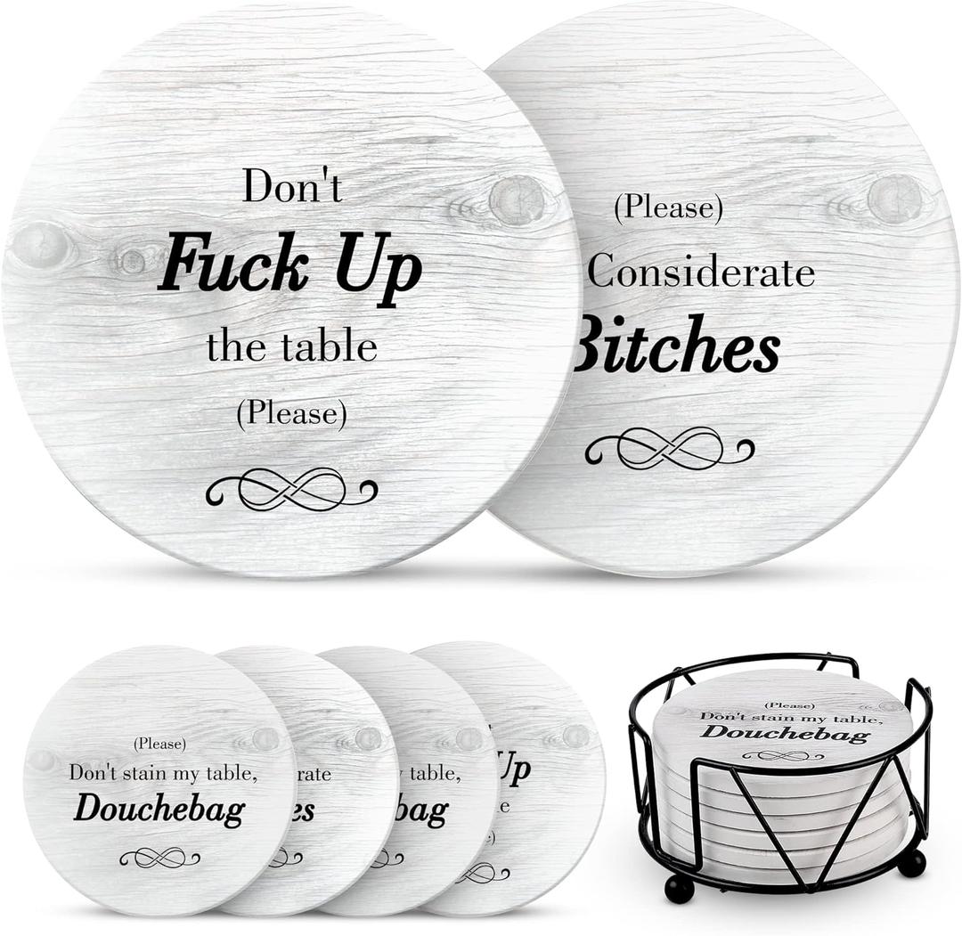 Funny Coasters - Perfect White Elephant Gifts - Unique Gifts for Women Men - Cool Friend Gifts - Secret Santa Gifts - Gag Gifts - Couples Gifts - Funny Housewarming Gifts - Birthday (Grey-novelty)