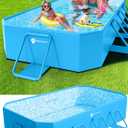 StarOcean Foldable Pool, Large Non-Inflatable Swimming Pool for Kids,Adult Collapsible Pools Hard Plastic Shell, Oversized Thickened,Portable Folding Kids Pools for Backyard 89"x48"x20"-Blue