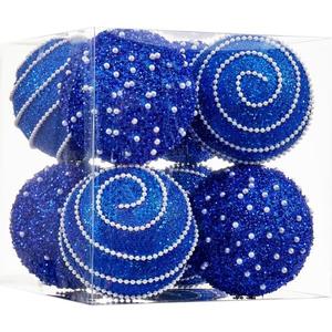 Royal Blue Christmas Ball Ornaments, Christmas Ball Decorations Shatterproof Plastic Hanging Pearl Balls for Holiday Party(90mm/3.54", 9ct)