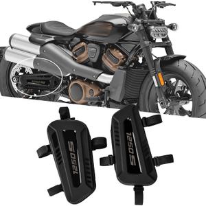 For Sportster S 1250 RH 1250S RH1250S Motorcycle Waterproof Saddle Bag Triangular Hard Shell Side Bag Left and Right Two 2L Large Capacity Storage Bag (1250 (with Logo))