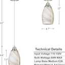 Karyfine Mini Pendant Lights Kitchen Island Beige Marble Glass Lamp Shade Hand Blown Glass Pendant Light with Brush Nickel Finish Adjustable Cord for Kitchen Over Sink Hallway,Dining Room
