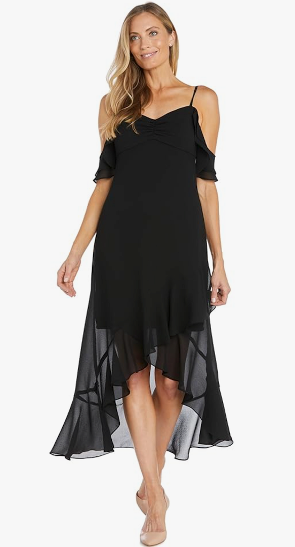 R&M Richards Hi-Low Off The Shoulder Dress W/Sweetheart Neckline & Spaghetti Straps Size 10