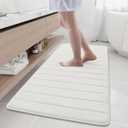 Buganda Memory Foam Bath Mat, 60" x 24", Ultra Soft and Non-Slip Bathroom Rugs, Water Absorbent and Machine Washable Bath Rug Runner for Bathroom, Shower, and Tub, Ivory