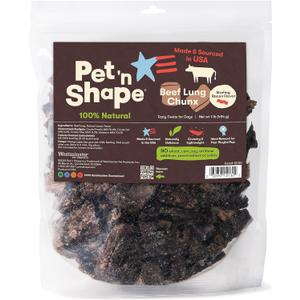 Pet 'n Shape Beef Lung Chunx Dog Treats - Made and Sourced in the USA - 16 Ounce (EXP 06/24/26)