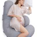 Momcozy Pregnancy Pillows, Original F Shaped, with Air Layer Cover, Grey