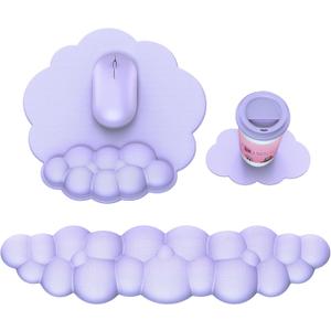 Cloud Mouse Pad with Wrist Rest, Cloud Keyboard Wrist Rest, Mouse Pad Wrist Support, Ergonomic Keyboard Mouse Wrist Support (Purple)