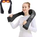 LAOBEN Neck and Shoulder Massager for Shoulder Massage and Neck Massage, Shiatsu Neck Massager with Heat, Shiatsu Back Massager for Office & Home Use, Birthday Gifts for Him Her (Parents/Friends) (Deep Black)