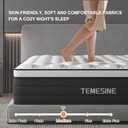 Full Size Mattress, 14 Inch Hybrid Mattress in a Box with Individual Pocket Spring, Gel Memory Foam and Euro Top, Medium Firm Feel with Motion Isolation, Pressure Relief, Edge Support, Black